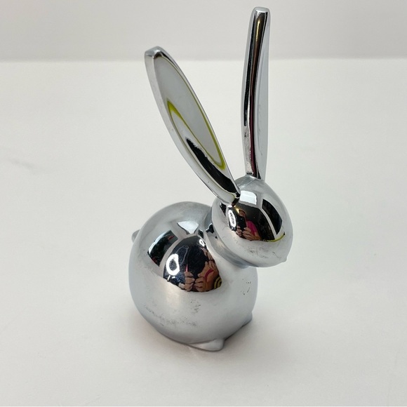 CHROME Bunny Rabbit Ring Holder Paperweight - Picture 9 of 11